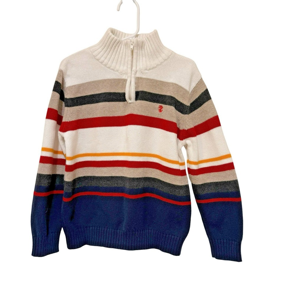 Izod Boy's Sweater Size 6 Mock Neck 100% Cotton 1/4 Zip Preppy Back To School